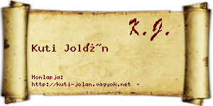 Kuti Jolán névjegykártya