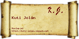Kuti Jolán névjegykártya